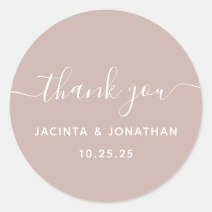 Rond Sticker chic en Merci Mariage rose beige