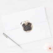 Rond Sticker Chien de Pug (Enveloppe)