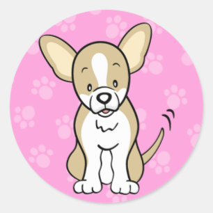 Rond Sticker Chihuahua pour chien de caricature mignon