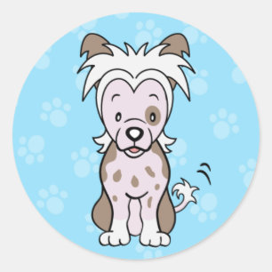 Rond Sticker chinois en chevalet de chien caricaturé mi
