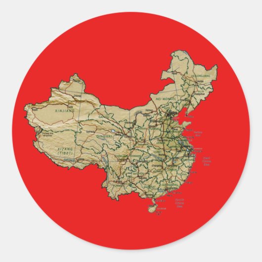Rond Sticker chinois Map (Devant)