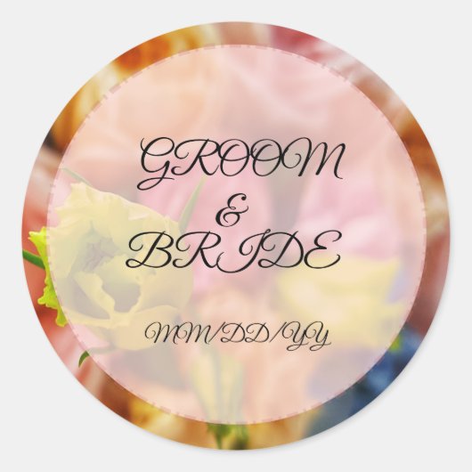 Rond Sticker chose mariage . marié & Mariée Texte (Devant)