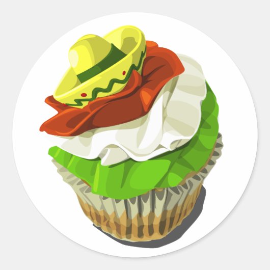 Rond sticker Cinco de Mayo cupcake (Devant)