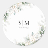 Rond Sticker circulaire Mariage floral Eucalyptus (Devant)