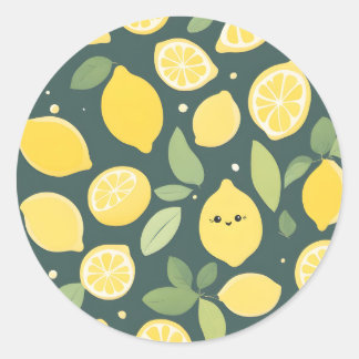 Rond Sticker citron sourire