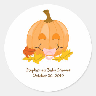 Rond Sticker Citrouille de Baby shower de Pacifier mign
