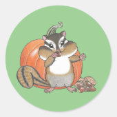 Rond Sticker Citrouille de Chipmunk mignon (Devant)