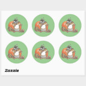 Rond Sticker Citrouille de Chipmunk mignon (Feuille)