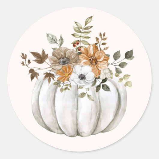 Rond Sticker Citrouille floral (Devant)