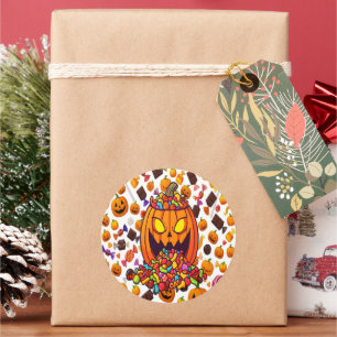 Rond Sticker Citrouille Halloween cadeau