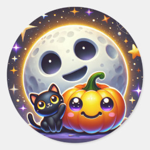 Rond Sticker Citrouille Halloween - Décor Cadeau mignon
