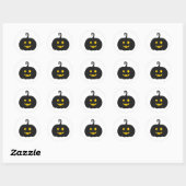 Rond Sticker citrouille Halloween Jack-o-lanterne. (Feuille)