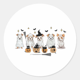 Rond Sticker Citrouille Halloween pour chien fantôme Ch