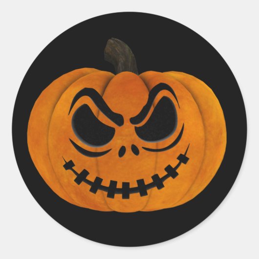 Rond Sticker Citrouille Halloween Scary Jack-o'-lantern (Devant)