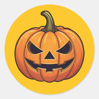 Rond Sticker Citrouille Halloween sculpté classique