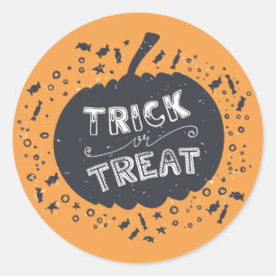 Rond Sticker Citrouille Halloween Trick Ou Treat