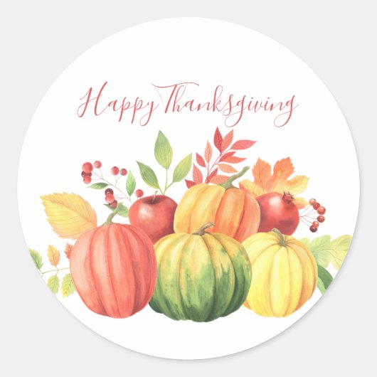 Rond Sticker Citrouille rustique Thanksgiving (Devant)