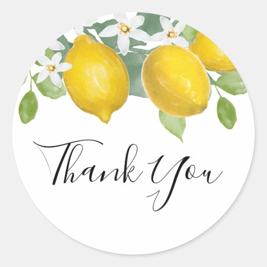 Rond Sticker Citrus Lemon à thème Merci Favoriser (Devant)
