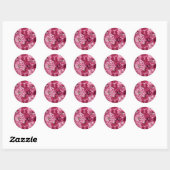 Rond Sticker Classic Pink Peonies Clusters (Feuille)