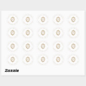 Rond Sticker Classic Round Monogram Crest or antique (Feuille)