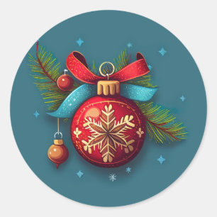 Rond Sticker classique à billes de Noël