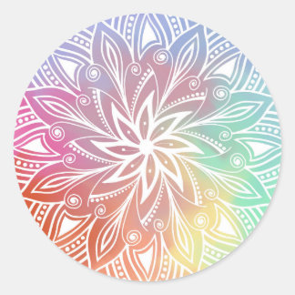 Rond Sticker classique Arc-en-ciel Pastel