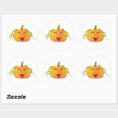 Rond Sticker classique Citrouille d'Halloween jack-o-la (Feuille)
