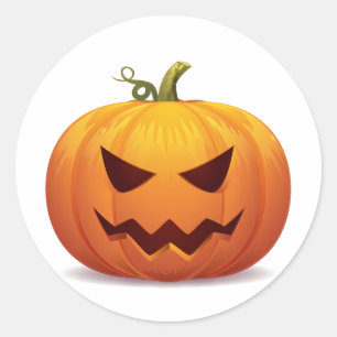 Rond Sticker classique Citrouille d'Halloween jack-o-la