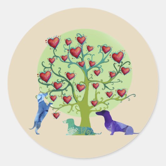 Rond Sticker classique de jardin Valentine Dachshund He (Devant)