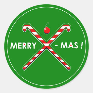 Rond Sticker classique de Noël de hockey sur gazon
