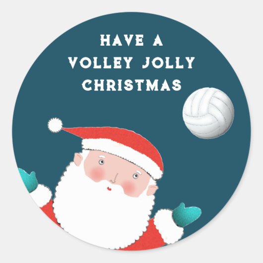 Rond Sticker classique de Noël de volleyball (Devant)