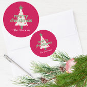 Rond Sticker classique de Noël rose moderne