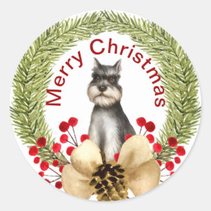 Rond Sticker classique de Noël Schnauzer