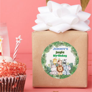 Rond Sticker classique Jungle Safari Anniversaire