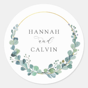 Rond Sticker classique Mariage Eucalyptus