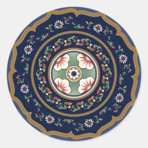 Rond Sticker classique Motif Mah Jongg