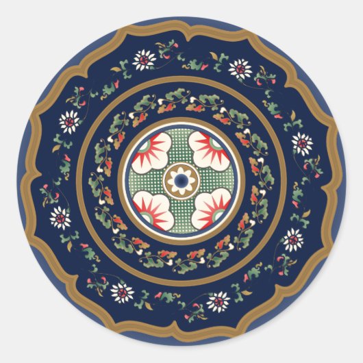 Rond Sticker classique Motif Mah Jongg (Devant)