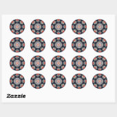 Rond Sticker classique Motif Mah Jongg (Feuille)