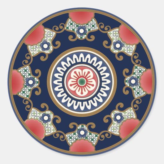Rond Sticker classique Motif Mah Jongg (Devant)