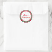Rond Sticker classique Red Plaid Joyeux Noël (Sac)