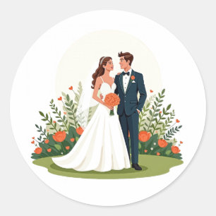 Rond Sticker classique Romance Mariage