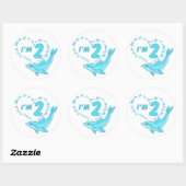 Rond Sticker classique ronde Dolphin Heart 2e anniversa (Feuille)
