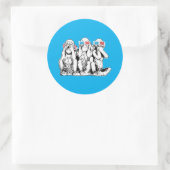 Rond Sticker Classique Trois Singes Sages (Sac)