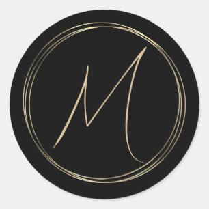 Rond Sticker Classy Monogram Gold Circles Classy