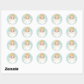 Rond Sticker Cloud de Nativité mignon Angel tenant (Feuille)
