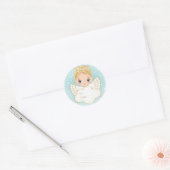 Rond Sticker Cloud de Nativité mignon Angel tenant (Enveloppe)