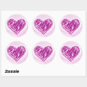 Rond Sticker Coeur Aquarelle Rose (Feuille)