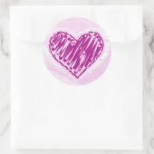 Rond Sticker Coeur Aquarelle Rose (Sac)