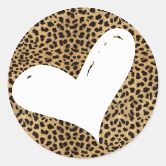 Rond Sticker Coeur Cheetah (Devant)