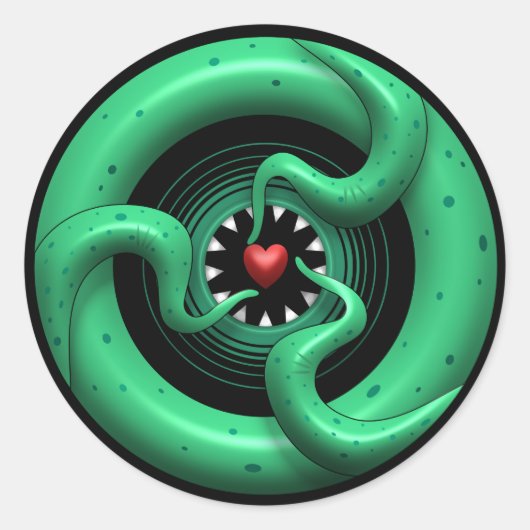 Rond Sticker Coeur Cthulhu (Devant)